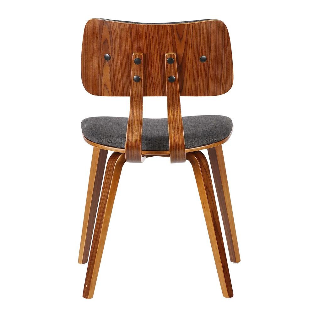 Modern Mid-Century Dining Chair with Walnut Wood Frame and Charcoal Fabric