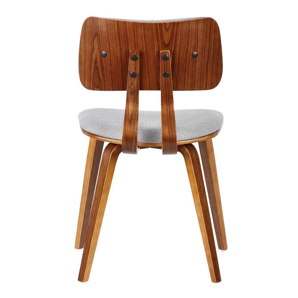 Mid-Century Walnut Dining Chair with Gray Fabric and Butterfly Design