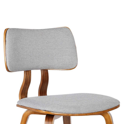 Mid-Century Walnut Dining Chair with Gray Fabric and Butterfly Design
