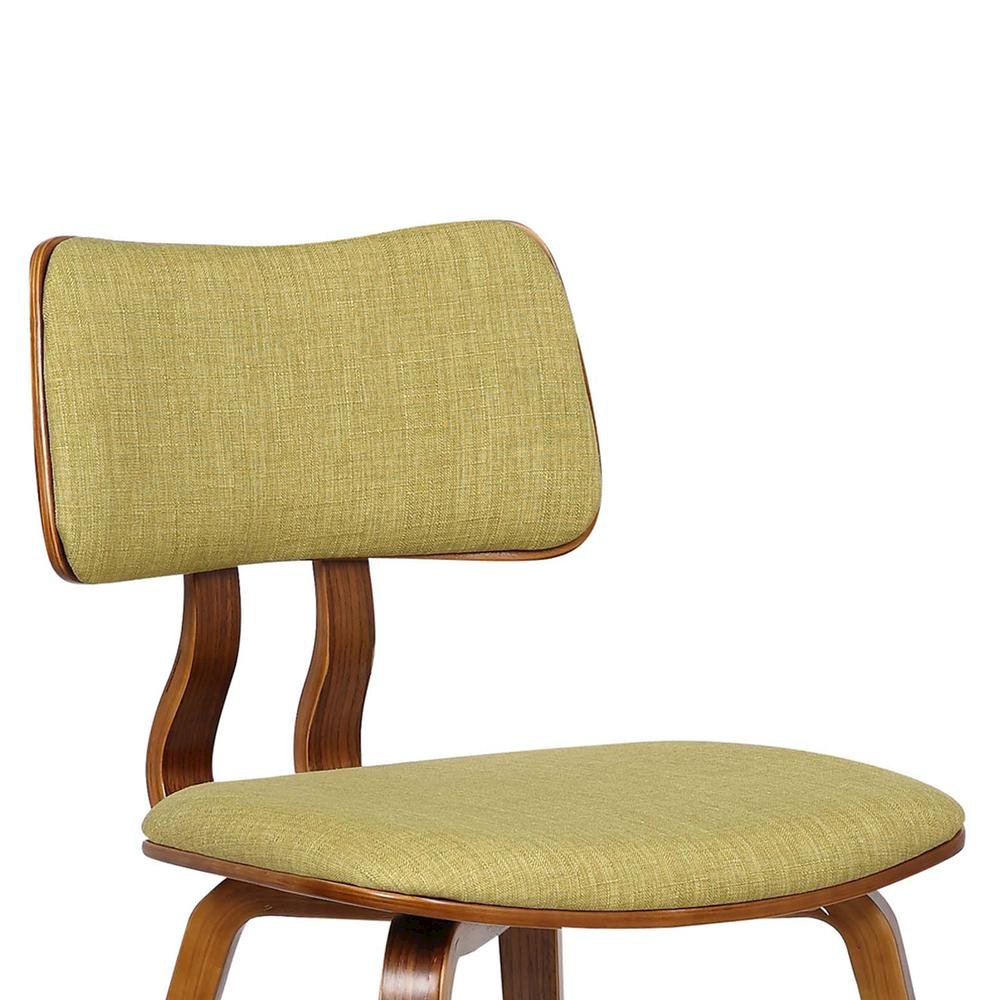 Mid-Century Modern Chair in Walnut Wood with Green Fabric Upholstery