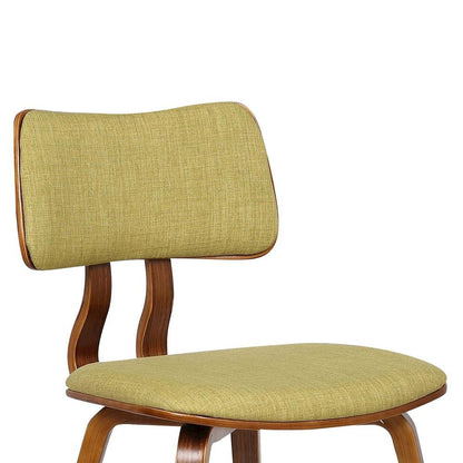 Mid-Century Modern Chair in Walnut Wood with Green Fabric Upholstery