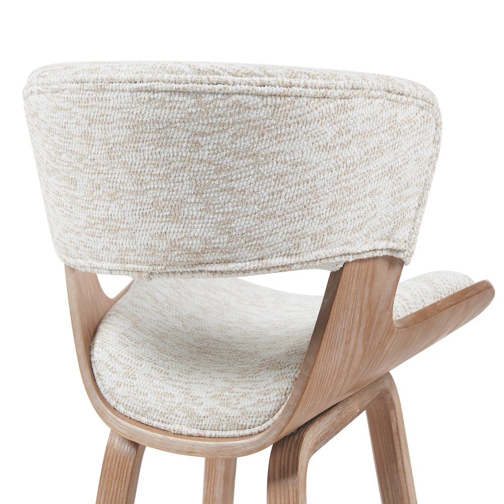 Counter Height Bar Stool in White Wash Finish with Oatmeal Upholstered Seat