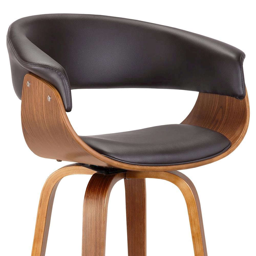 Mid-Century Swivel Bar Stool with Adjustable Height and Walnut Finish