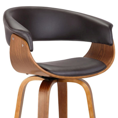 Mid-Century Swivel Bar Stool with Adjustable Height and Walnut Finish