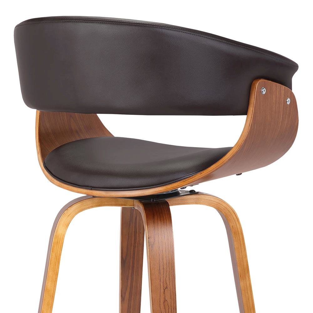 Mid-Century Swivel Bar Stool with Adjustable Height and Walnut Finish