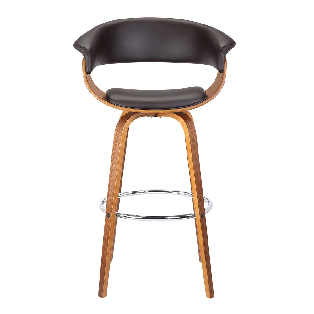 Mid-Century Swivel Bar Stool with Adjustable Height and Walnut Finish