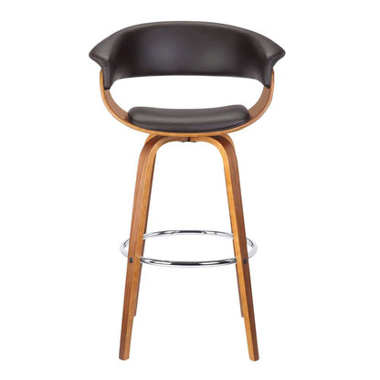 Mid-Century Swivel Bar Stool with Adjustable Height and Walnut Finish