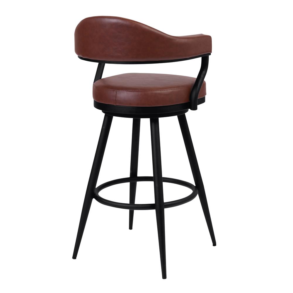 Justin 26" Counter Height Barstool in a Black Powder Coated Finish and Vintage Coffee Faux Leather