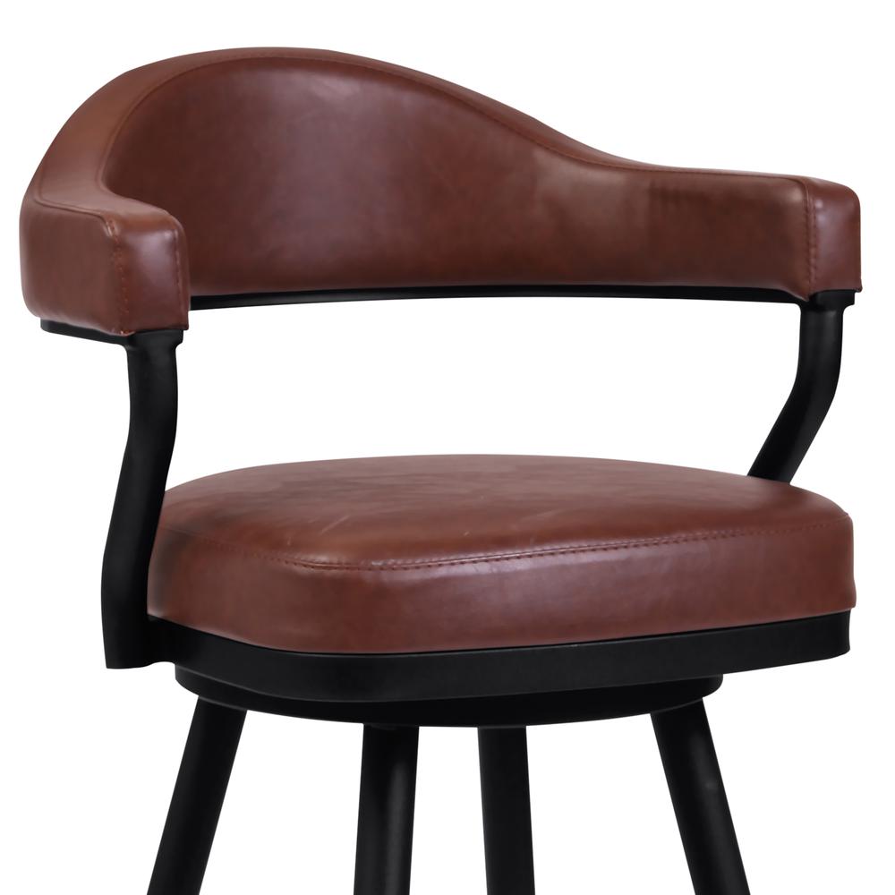 Justin 26" Counter Height Barstool in a Black Powder Coated Finish and Vintage Coffee Faux Leather