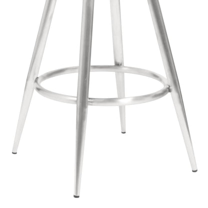 Justin 26" Counter Height Barstool in Brushed Stainless Steel and Vintage Grey Faux Leather