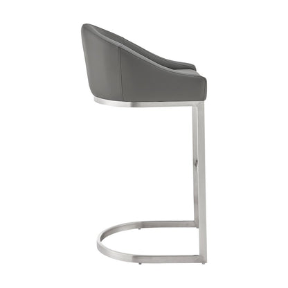 Katherine Bar or Counter Stool in Faux Leather and Metal