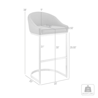 Katherine Bar or Counter Stool in Faux Leather and Metal