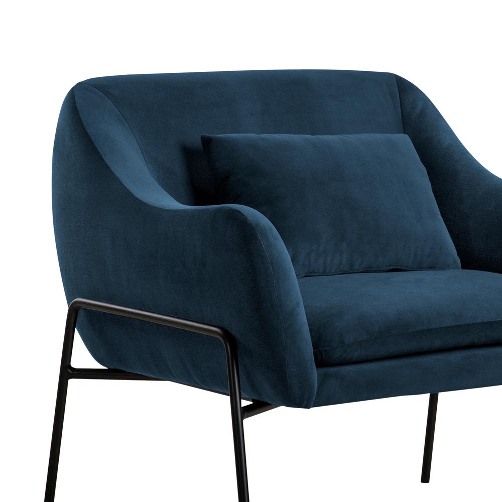 Karen Blue Velvet Modern Accent Chair, Natural Color