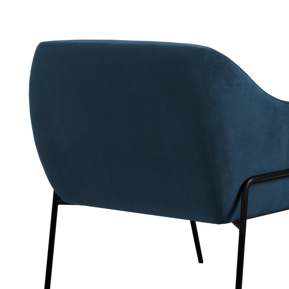 Karen Blue Velvet Modern Accent Chair, Natural Color