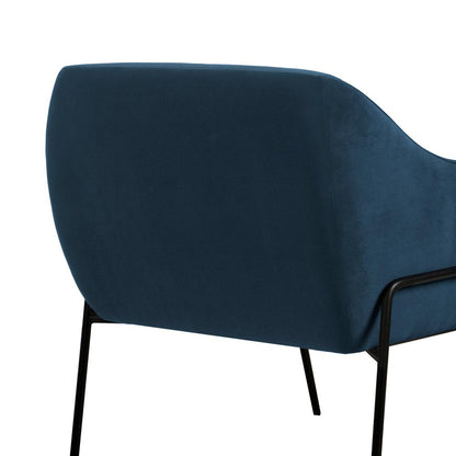 Karen Blue Velvet Modern Accent Chair, Natural Color