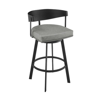 Lacey 26" Swivel Counter Stool in Black Iron with Black Walnut Finish
