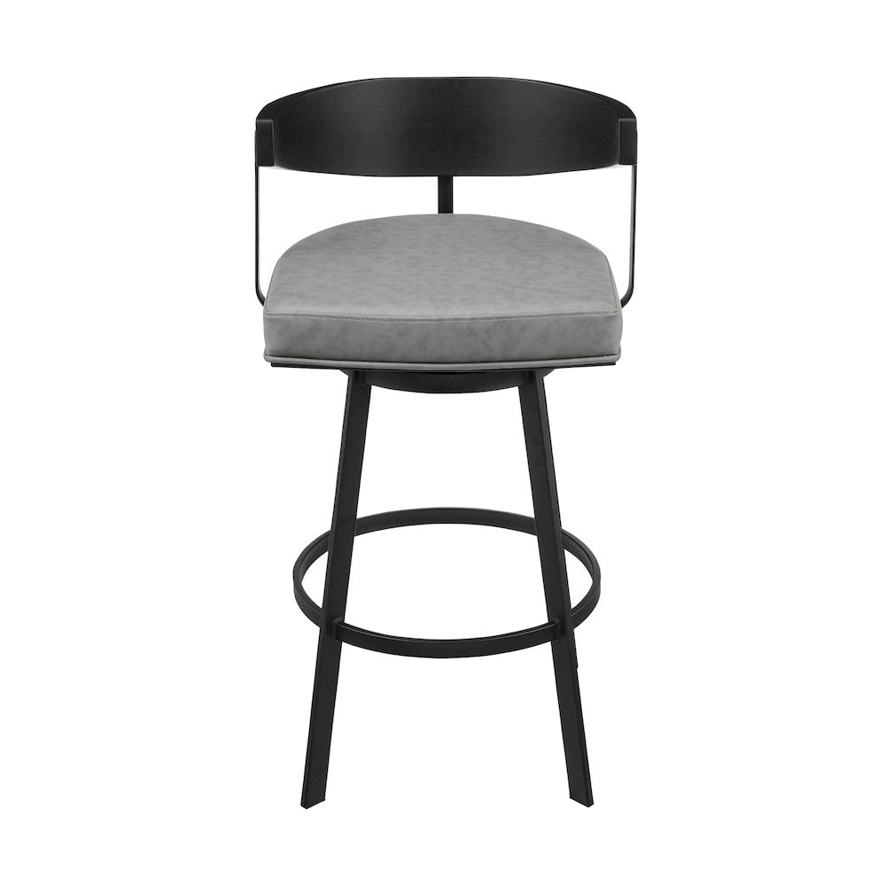 Lacey 26" Swivel Counter Stool in Black Iron with Black Walnut Finish
