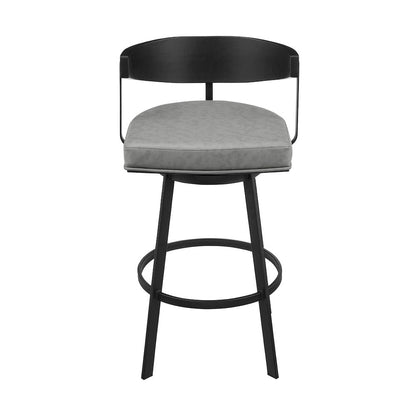 Lacey 26" Swivel Counter Stool in Black Iron with Black Walnut Finish