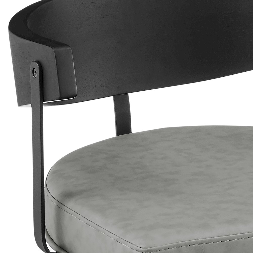 Lacey 26" Swivel Counter Stool in Black Iron with Black Walnut Finish