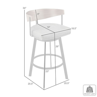 Lacey 26" Swivel Counter Stool in Black Iron with Black Walnut Finish