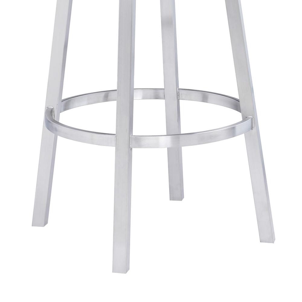Contemporary 26" Counter Height Barstool in Brushed Stainless Steel Finish Black Faux Leather