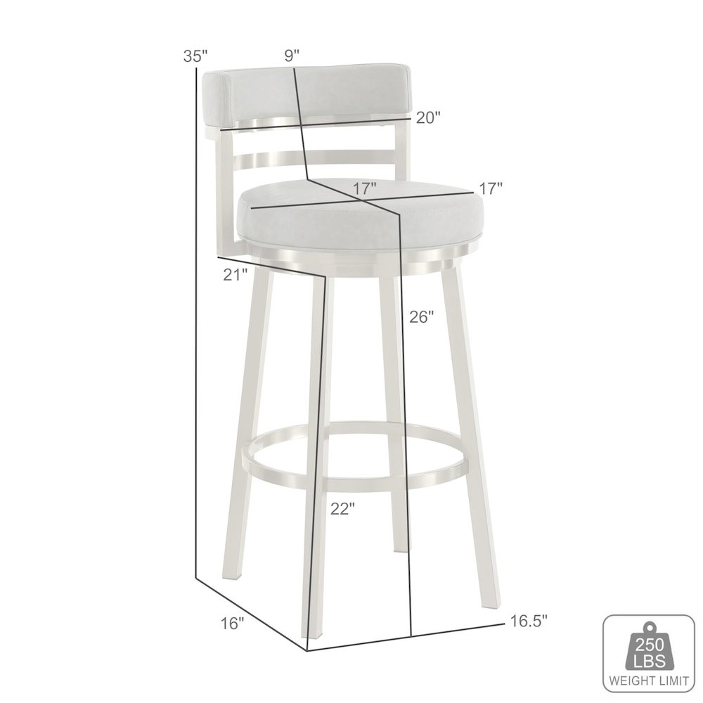 Madrid 26" Swivel Counter Stool in Gold Brushed Stainless Steel