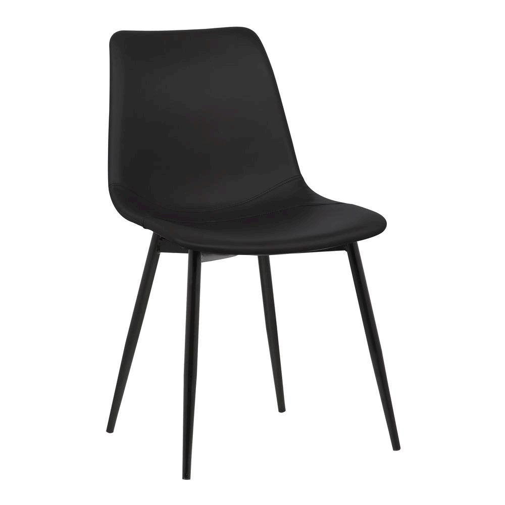 Modern Black Faux Leather Dining Chair with Powder Coated Metal Legs