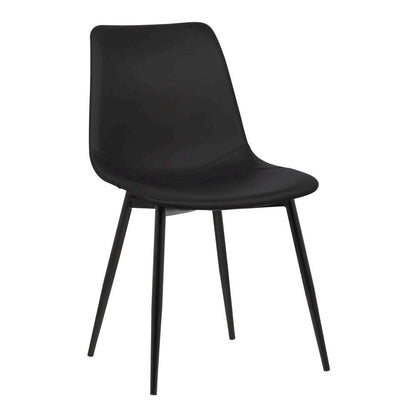 Modern Black Faux Leather Dining Chair with Powder Coated Metal Legs