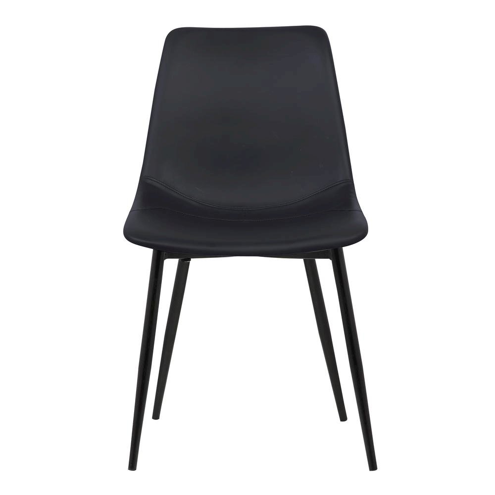Modern Black Faux Leather Dining Chair with Powder Coated Metal Legs