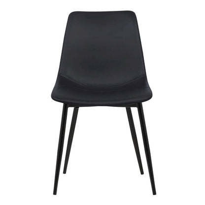 Modern Black Faux Leather Dining Chair with Powder Coated Metal Legs