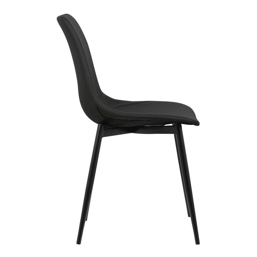 Modern Black Faux Leather Dining Chair with Powder Coated Metal Legs