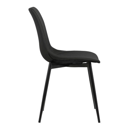 Modern Black Faux Leather Dining Chair with Powder Coated Metal Legs