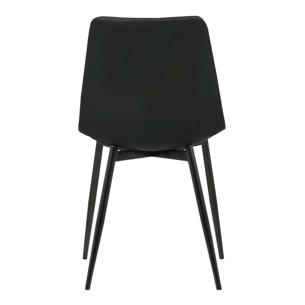 Modern Black Faux Leather Dining Chair with Powder Coated Metal Legs