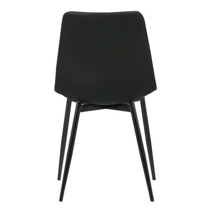 Modern Black Faux Leather Dining Chair with Powder Coated Metal Legs