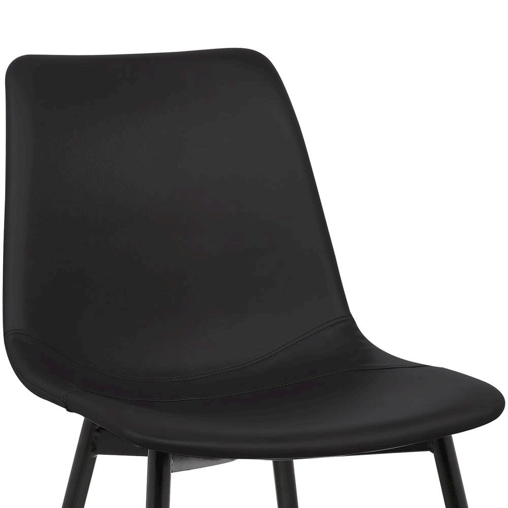 Modern Black Faux Leather Dining Chair with Powder Coated Metal Legs