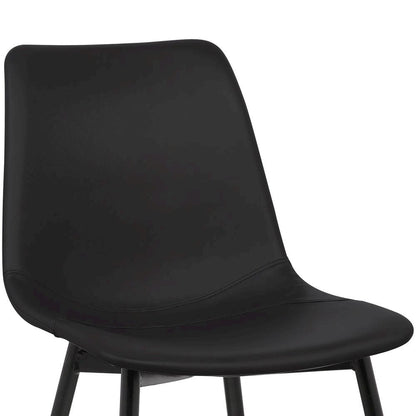 Modern Black Faux Leather Dining Chair with Powder Coated Metal Legs
