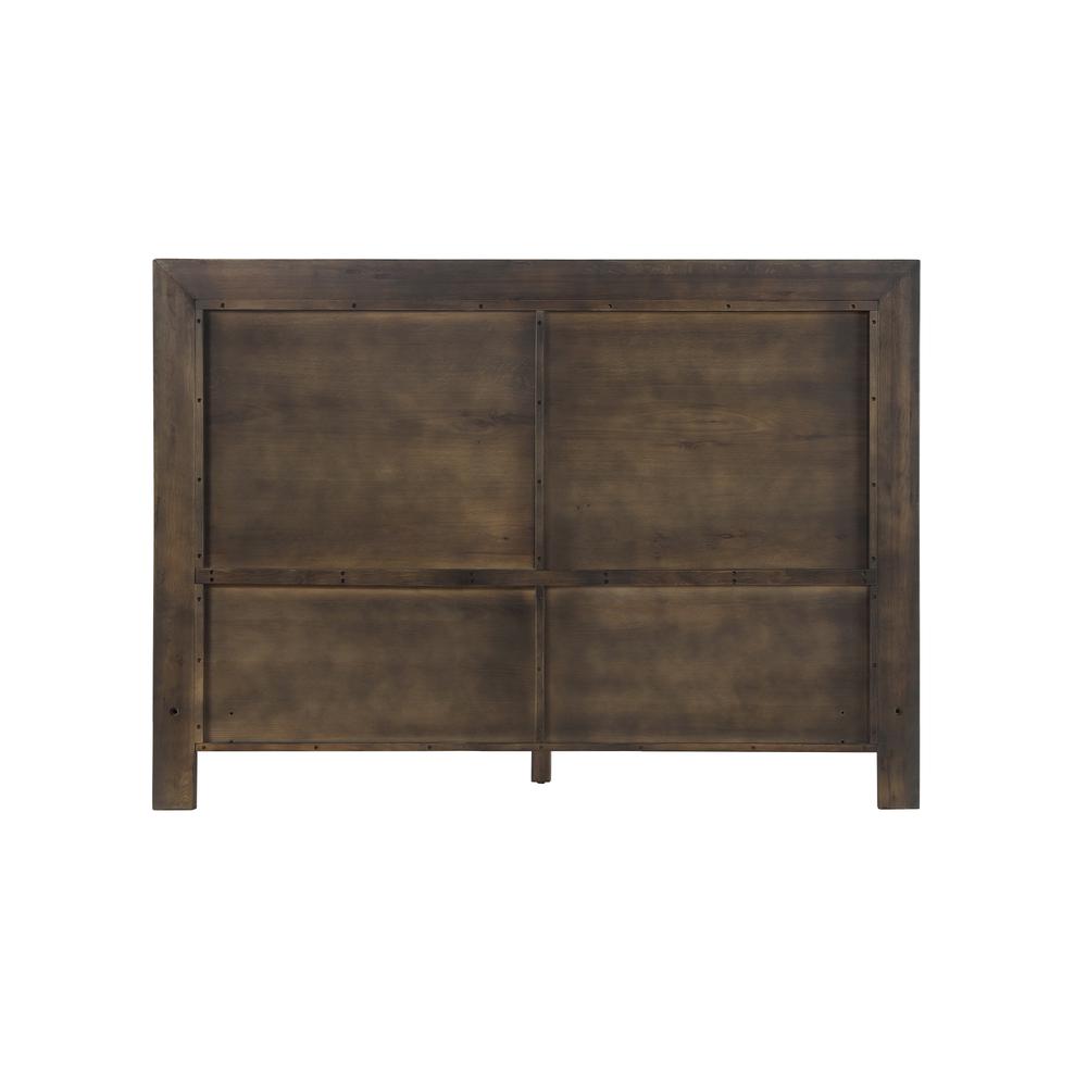 Marquis Queen Size Platform Bed Frame in Oak Wood with Faux Leather Headboard and Black Metal Legs