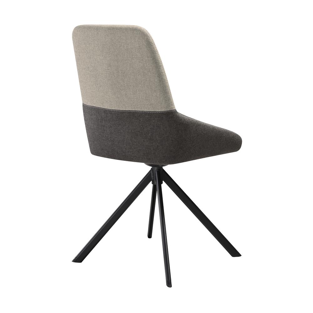 Swivel Upholstered Dining Chair in Fabric Gray Black Metal Legs - Set of 2