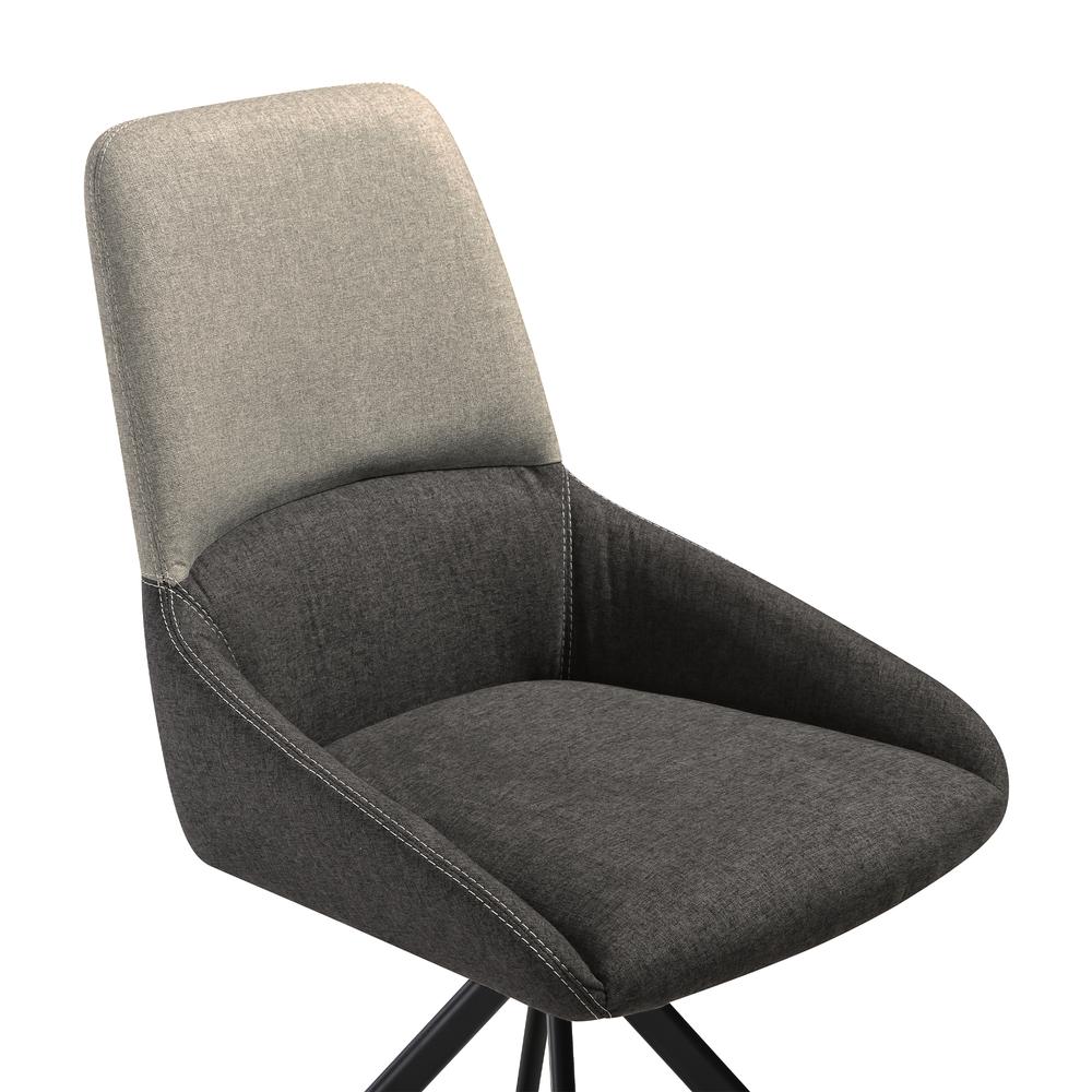 Swivel Upholstered Dining Chair in Fabric Gray Black Metal Legs - Set of 2
