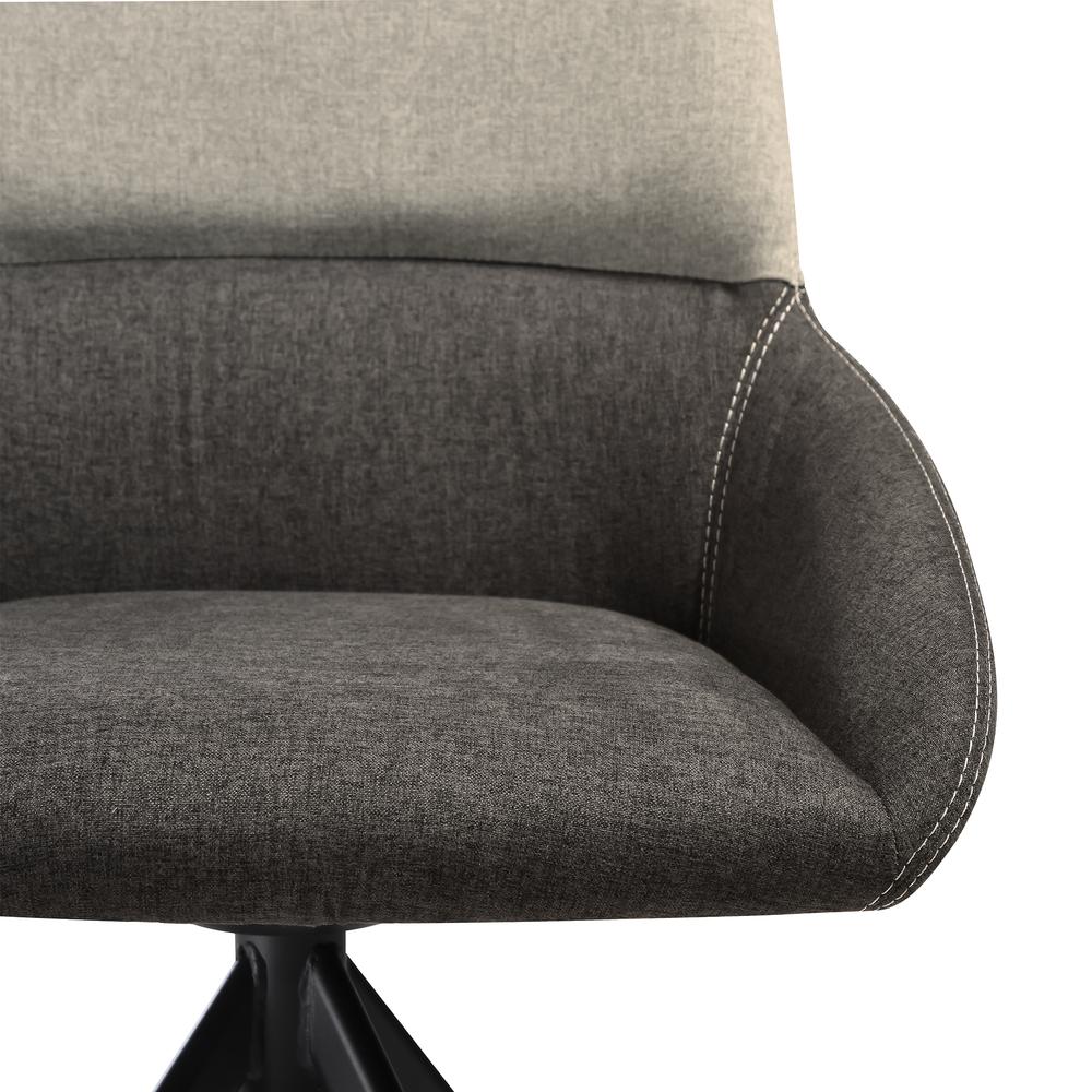 Swivel Upholstered Dining Chair in Fabric Gray Black Metal Legs - Set of 2