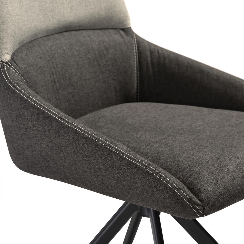 Swivel Upholstered Dining Chair in Fabric Gray Black Metal Legs - Set of 2