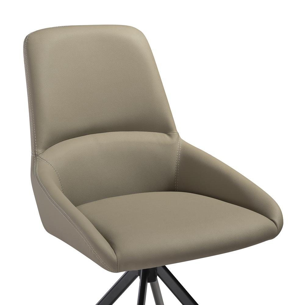 Swivel Upholstered Dining Chair in Taupe Gray Faux Leather Black - Set of 2