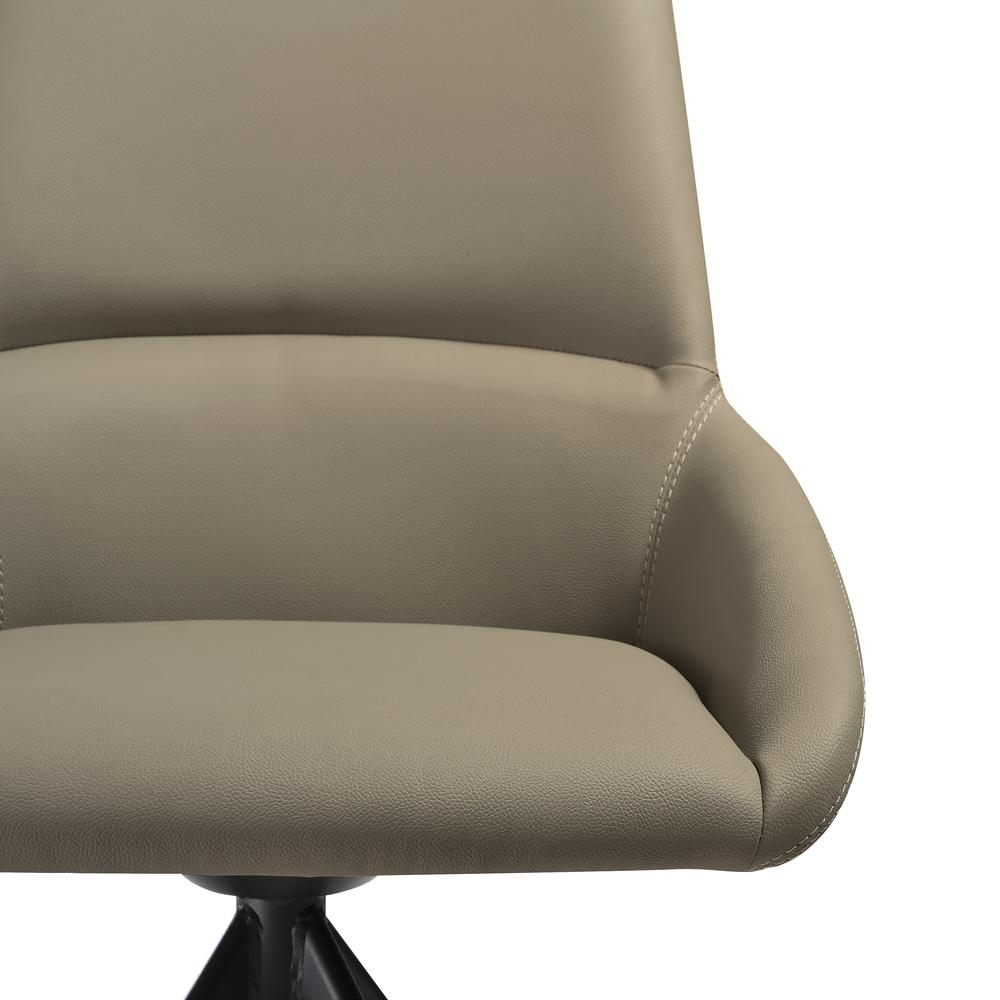 Swivel Upholstered Dining Chair in Taupe Gray Faux Leather Black - Set of 2