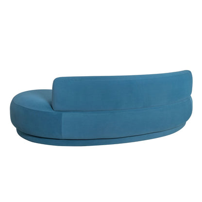 Oakland 97.5 in. 3-Seater Sofa in Blue Fabric with Oval Seat