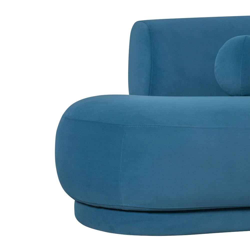 Oakland 97.5 in. 3-Seater Sofa in Blue Fabric with Oval Seat