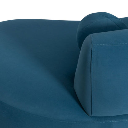 Oakland 97.5 in. 3-Seater Sofa in Blue Fabric with Oval Seat