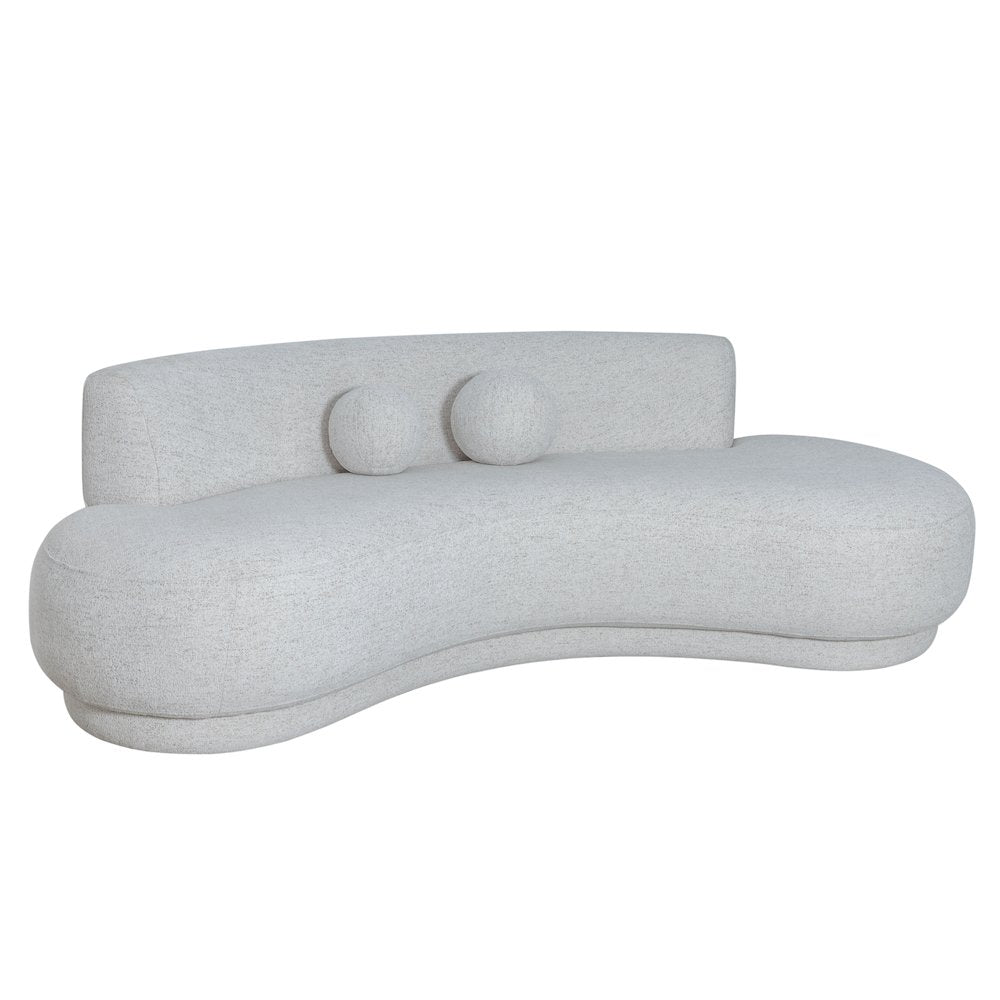 Oakland 97.5 in. 3-Seater Sofa in Ivory Fabric with Oval Seat