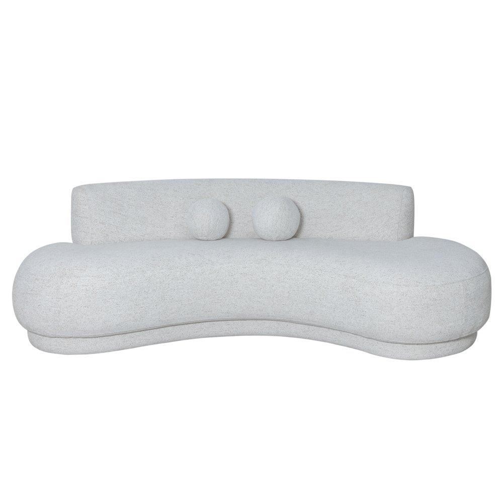 Oakland 97.5 in. 3-Seater Sofa in Ivory Fabric with Oval Seat