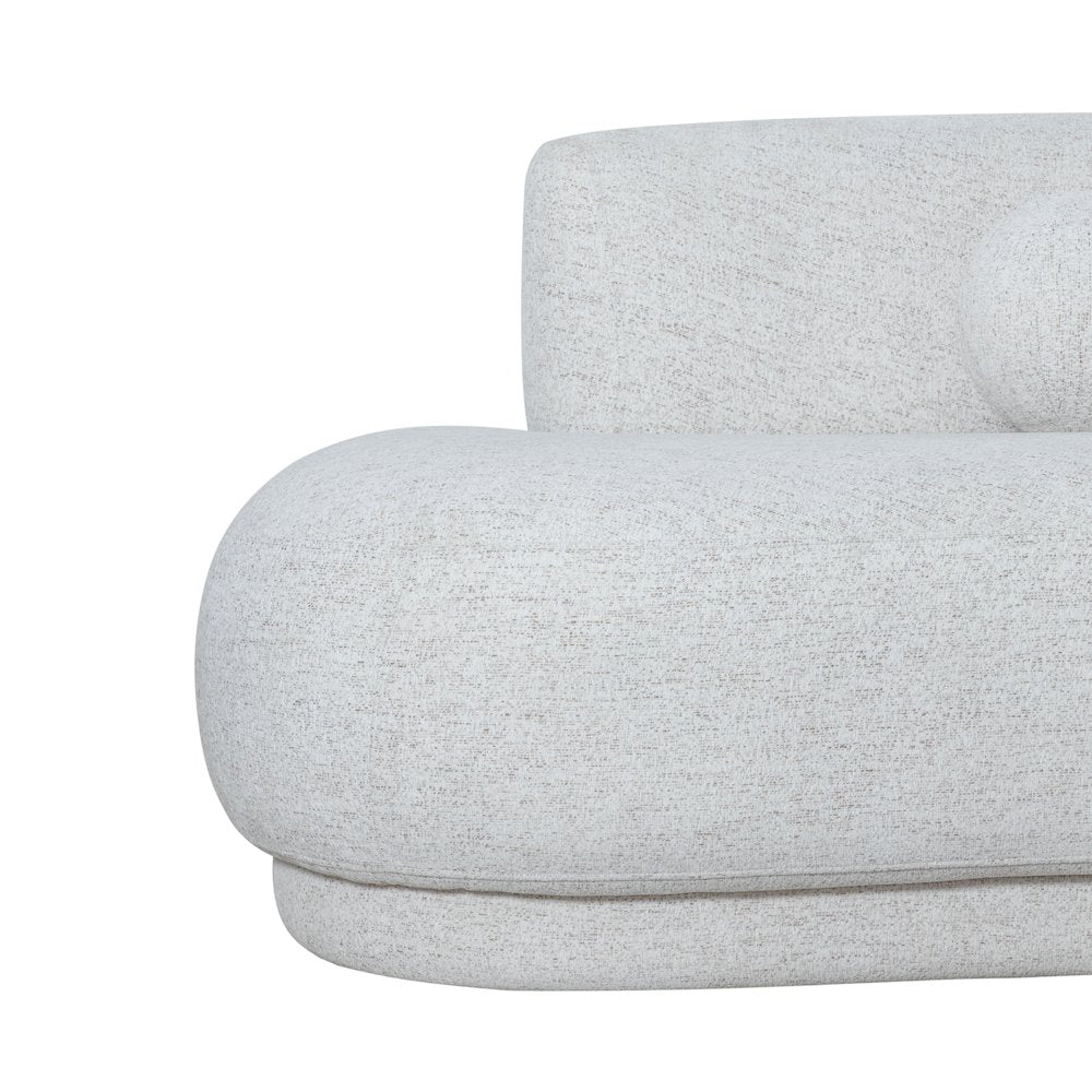 Oakland 97.5 in. 3-Seater Sofa in Ivory Fabric with Oval Seat