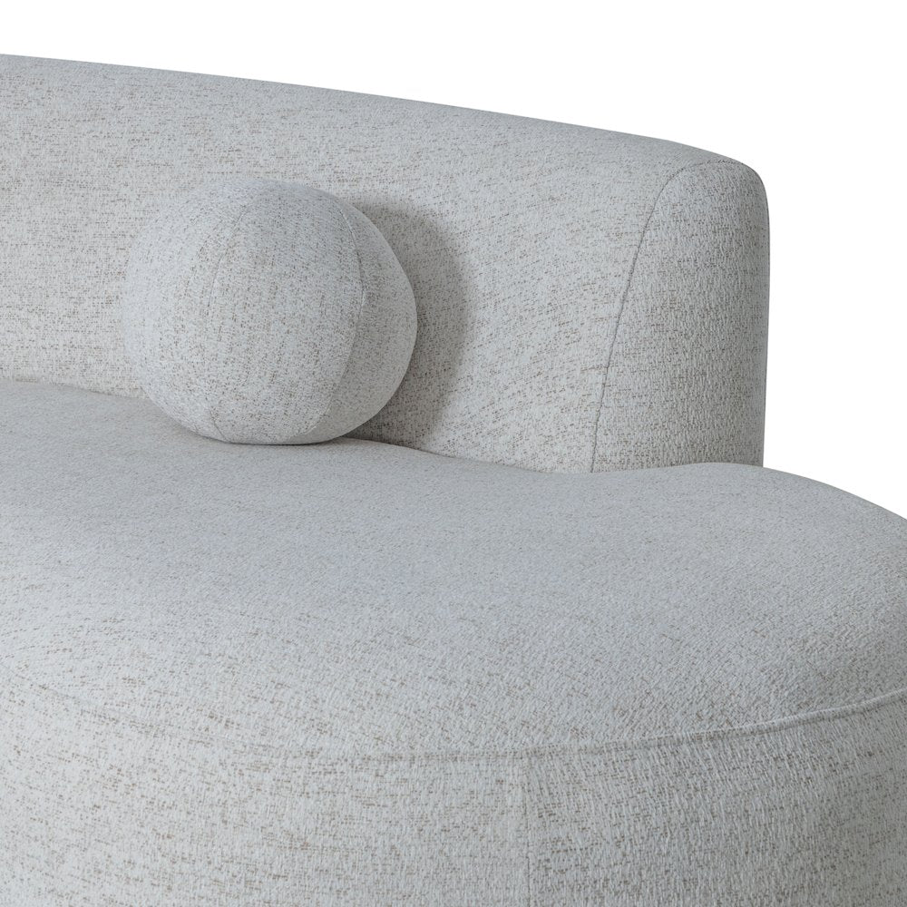 Oakland 97.5 in. 3-Seater Sofa in Ivory Fabric with Oval Seat